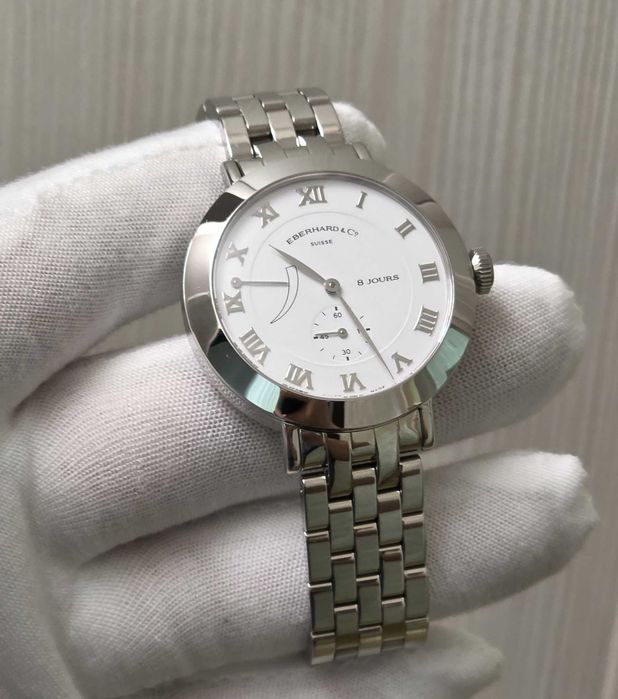 Чоловічий годинник Eberhard & Co 21022 White Mechanical 8 Days Power reserve 39.5 mm