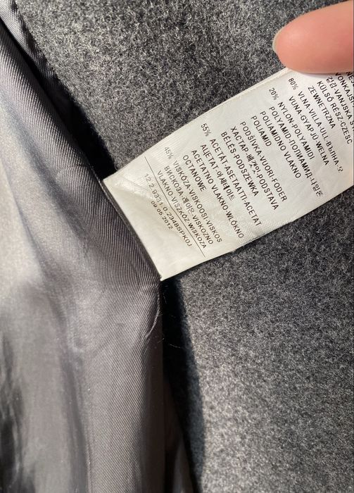 Płaszcz wełniany szary Sisley rozmiar 36