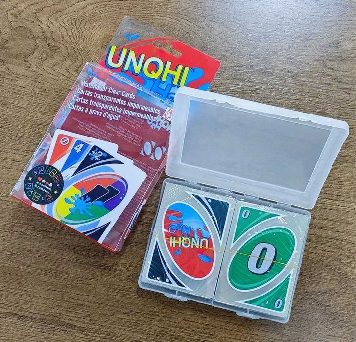 UNO H2O 108 Cartas PVC Plástico Transparente