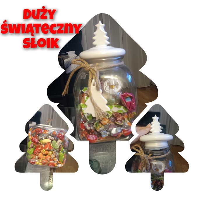 Ozdobny słoik z pokrywką, na ciasteczka/ słodycze 20/30cm