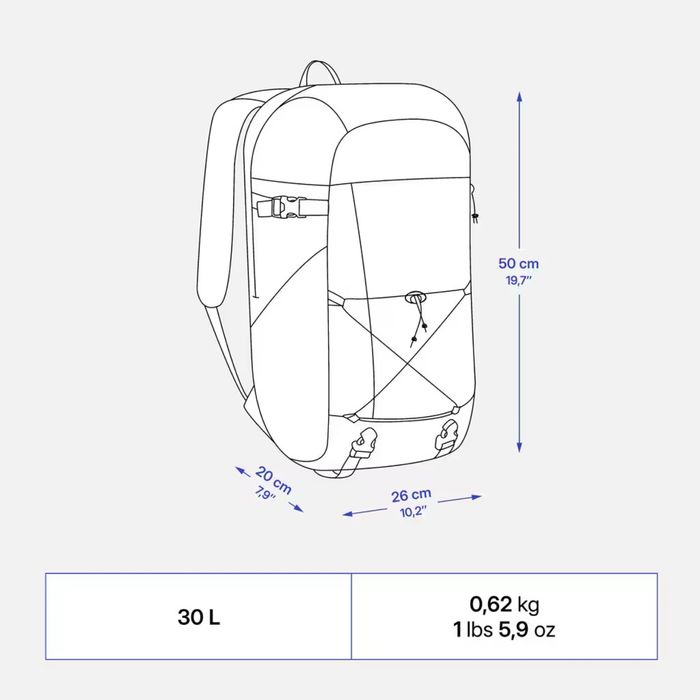 QUECHUA mochila de caminhada Hiking backpack 30L NH Arpenaz 100