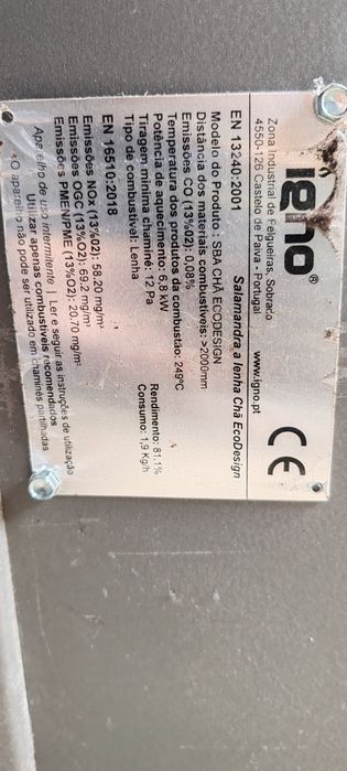 Salamandra a lenha CHA ECODESIGN 6,8KW