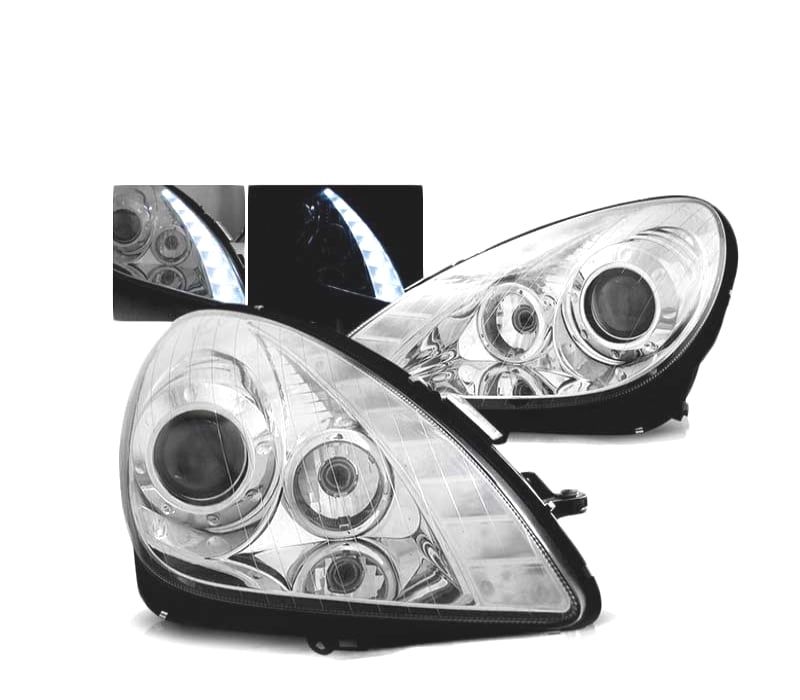 FARÓIS LED MERCEDES SLK R171 04-11 CHROME CROMADO