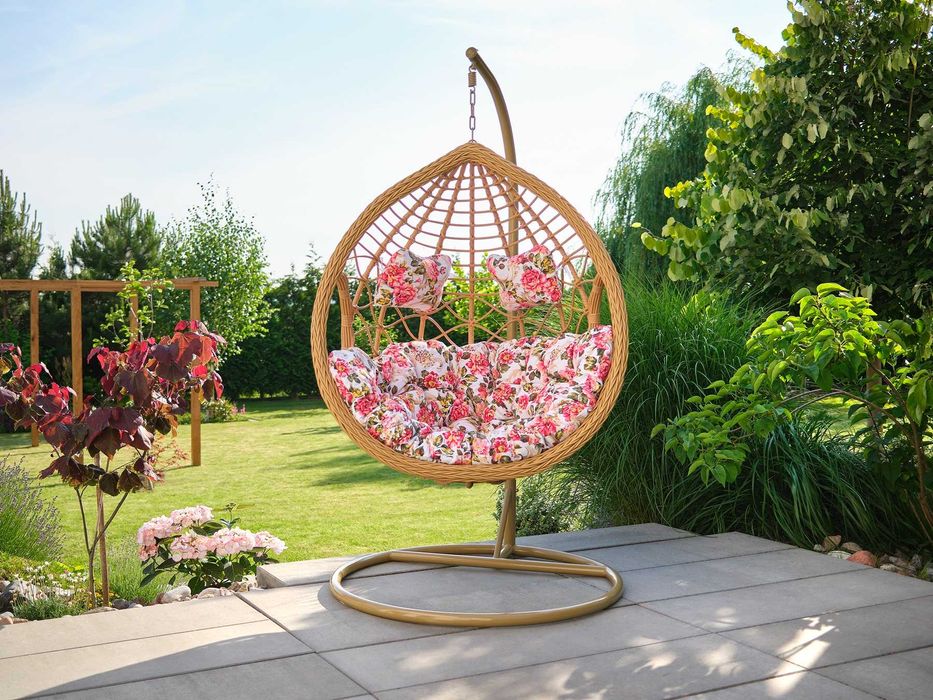 FOTEL Wiszący Bujany Ogrodowy Kosz HUŚTAWKA Kokon PREMIUM + Poduszki