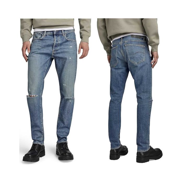 G-STAR Raw Męskie Jeansy 3301 Slim Antique Faded Qasis Ripped 32W/34L
