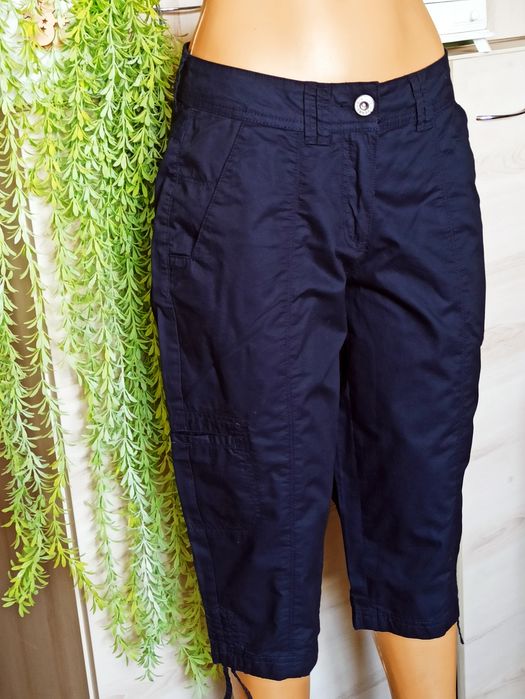 Sg Nowe granatowe rybaczki damskie  38 , M bawełniane spodnie 3/4 38 ,