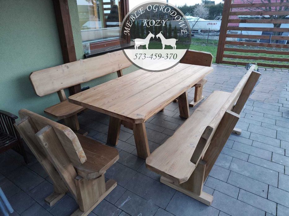NOWY CENNIK Meble ogrodowe drewniane góralskie. Lite drewno ławka stół