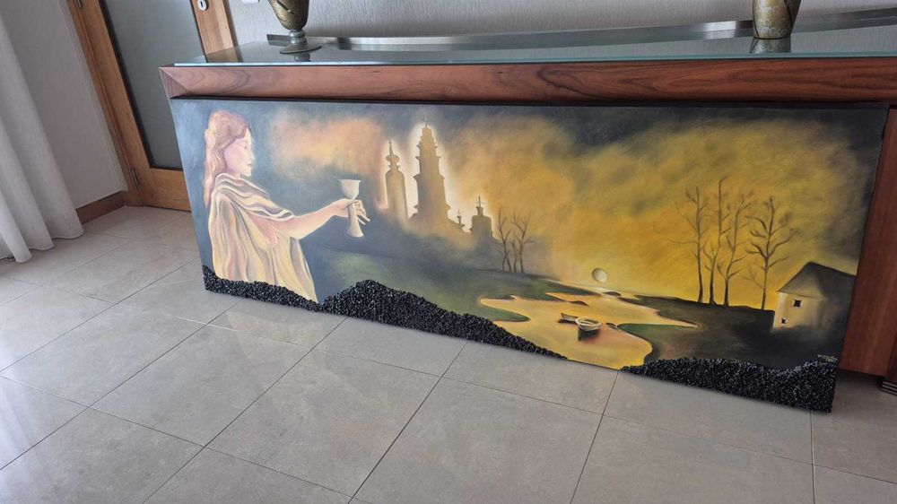 Quadro de sala original, pintado à mão por designer interiores