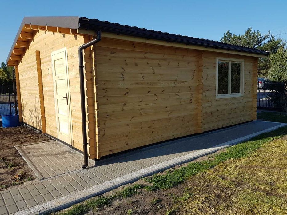 Garaż drewniany domek gosp od19,8m2 ściana z litego drewna gr od 44mm