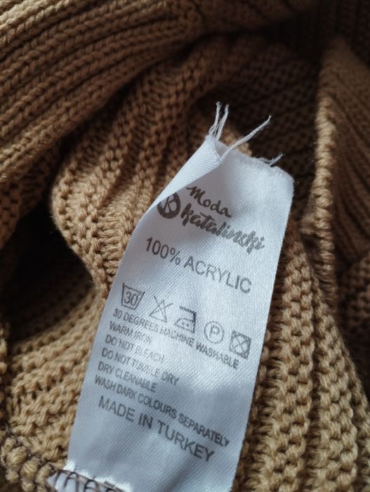 Moda Kataliński beżowy sweter akrylowy M/L