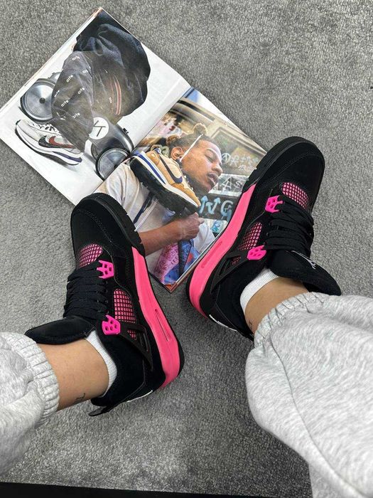 Женские кроссовки Nike Jordan 4 "Black Pink" Размеры 36-41