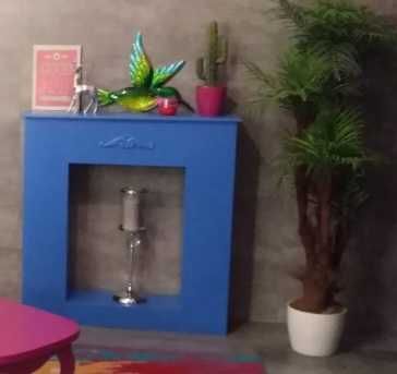 Panel kominkowy atrapa kominek niebieski