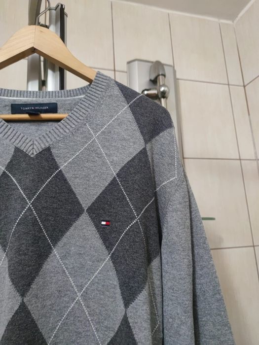 Sweter sweterek klasyczny Tommy Hilfiger denim XL siwy szary ciemny ja
