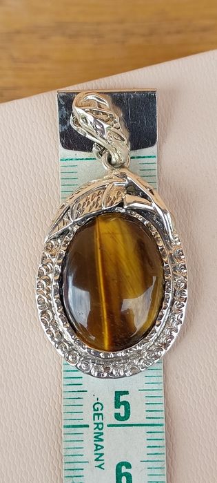 Zawieszka srebro oksydowane 925 z tygrysim okiem