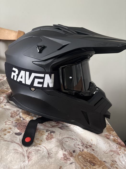 Kask Cross Raven Airborne EVO + Gogle Cross Sniper Crew Czarny