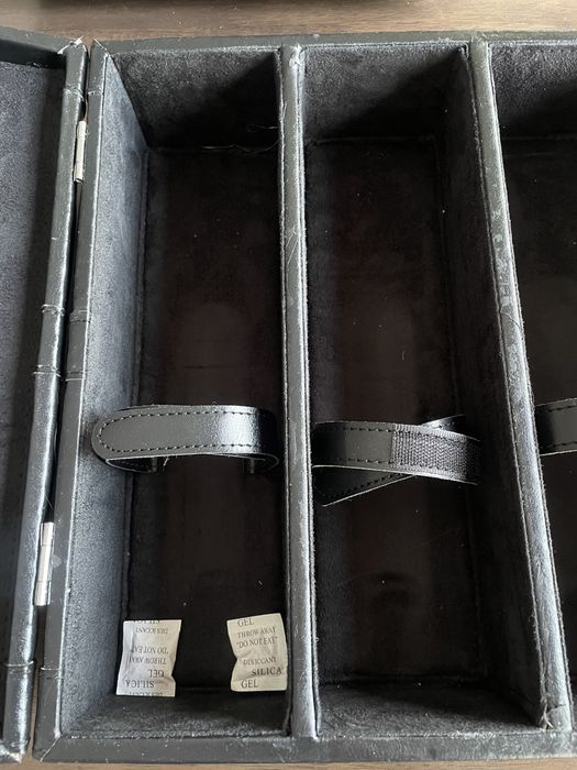 Caixa de pele preta vintage para garrafas