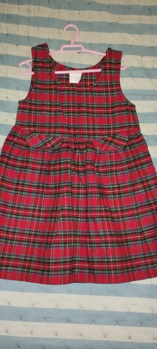 Vestido curto vermelho e verde escuro