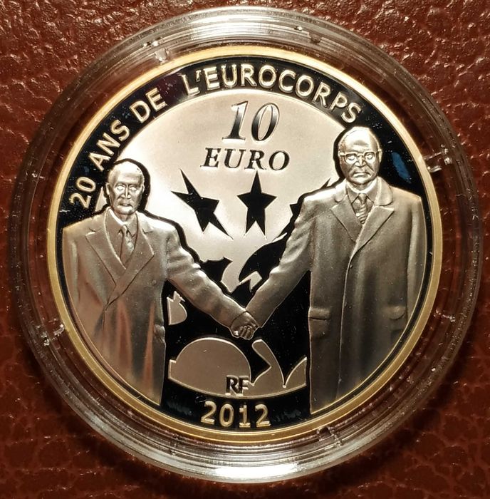 França - moeda em prata de 10 euro de 2012 Eurocorps