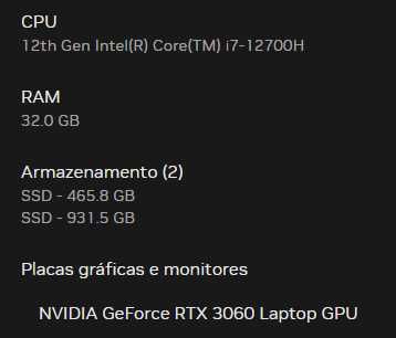 Portátil RTX 3060 para venda