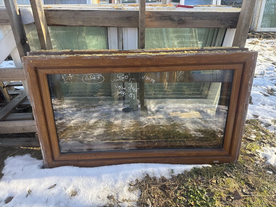 2x okno garazowe 146x83 zloty dab obustronnie (wysylka, winkhaus uchyl