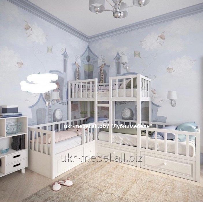 Ліжко двоярусне, двоповерхове, двухъярусная деревянная кровать Тандем