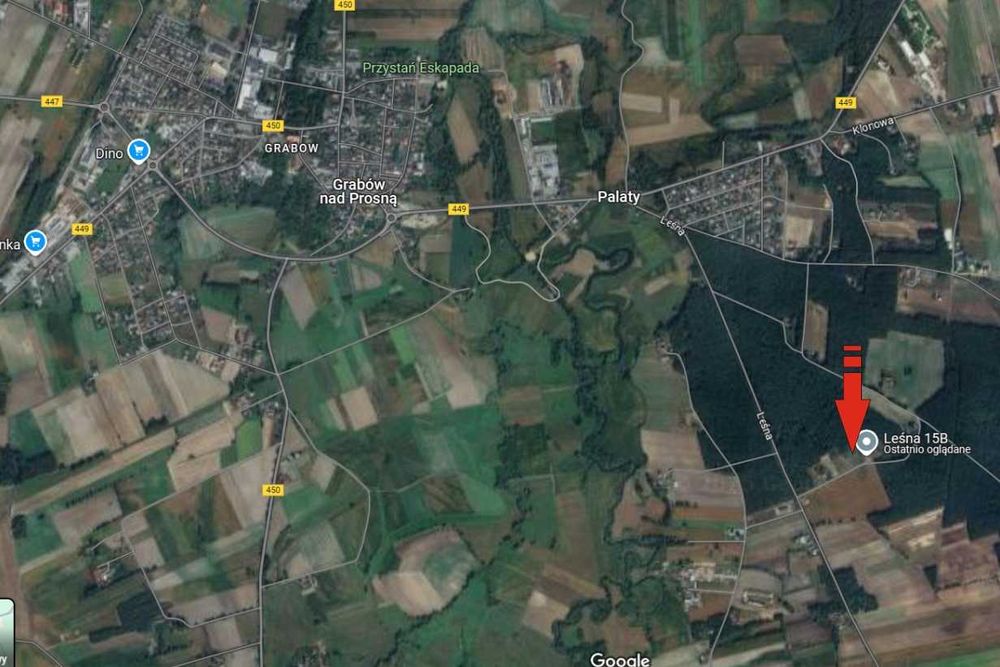 Działka z warunkami zabudowy, 1240 m2, Palaty k. Grabowa