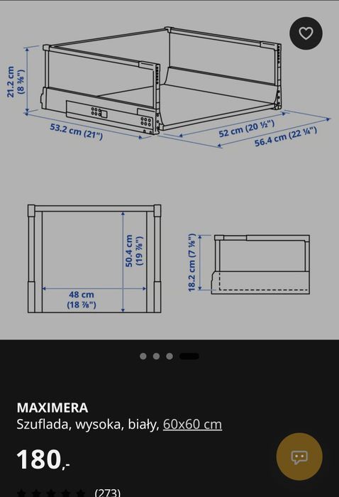 Szuflady wewnętrzne i wysuwany blat do kuchni Ikea Metod 2 szt