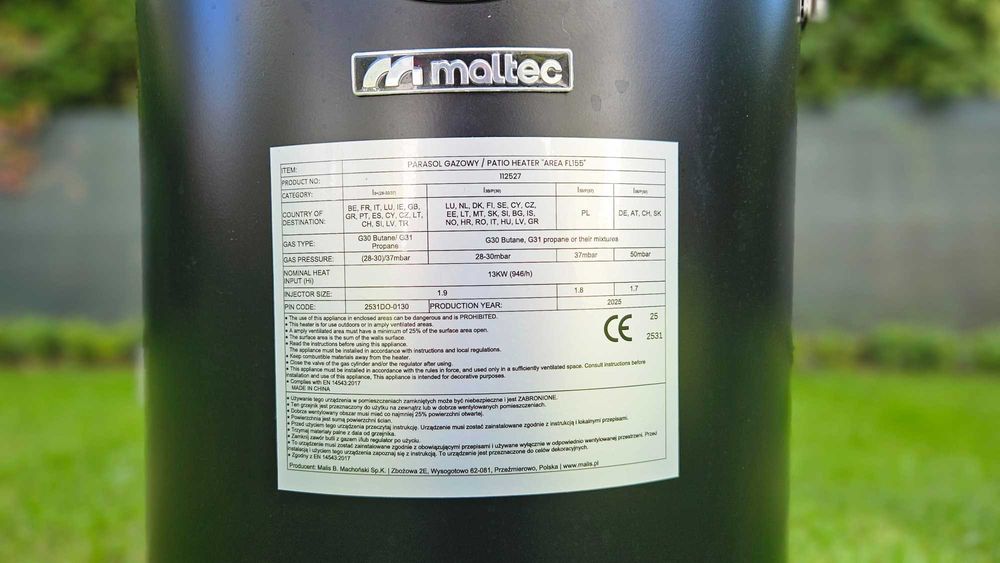 Parasol gazowy Maltec AREA FL155 13KW