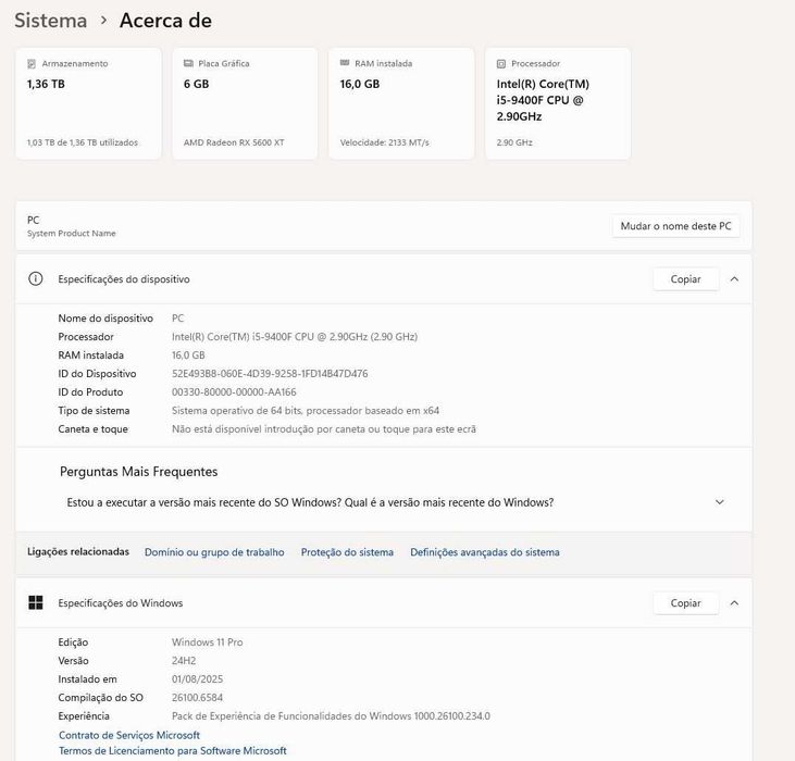 PC Gaming i5-9400F /AMD Radeon RX 5600 XT, 6GB /16GB RAM