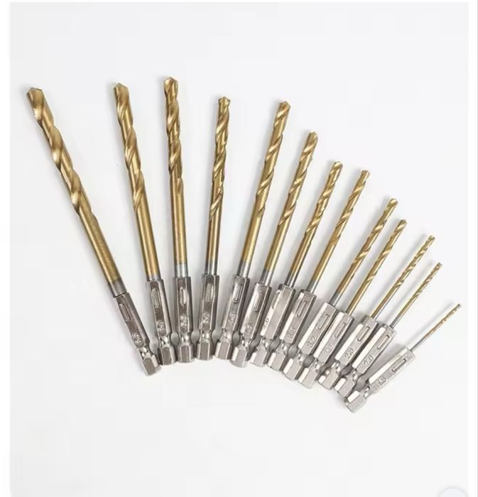 шестигранна 1/4 13 предметів, набір спіральних свердел нові 1,5-6,5 мм