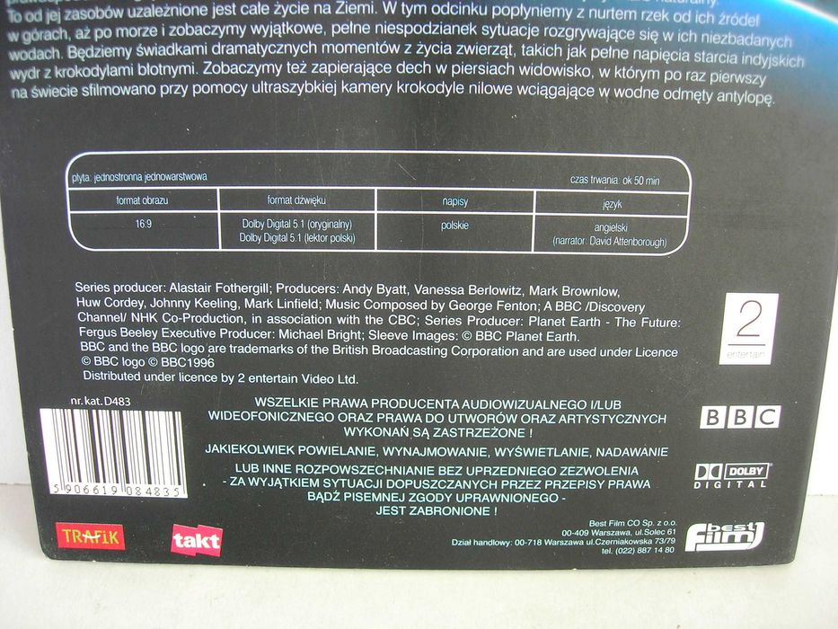 Film dvd "Planeta Ziemia - Woda" seria BBC Earth David Attenborough