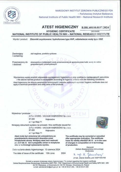 Zbiornik ocynkowany HVP 200 l 6 bar Hydro-Vacuum z osprzętem i dostawa