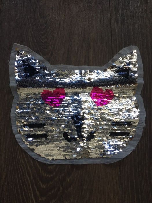 Aplique de lantejoulas reversíveis, patch para costurar 20x20cm GATO