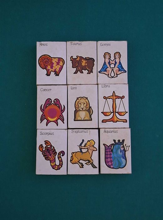 9 Caixas de Fósforos antigas, Signos, para coleção