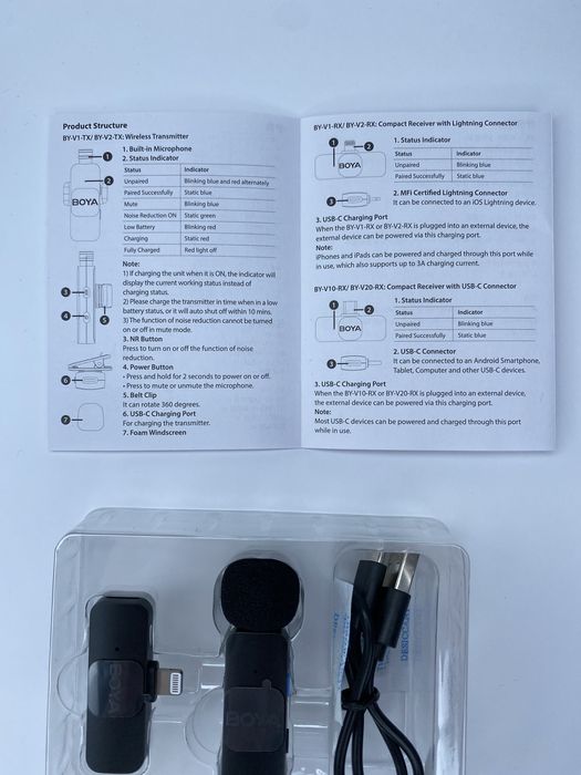 для Iphone/Android петличка мікрофон BOYA BY-V1 (Type C/Lightning)