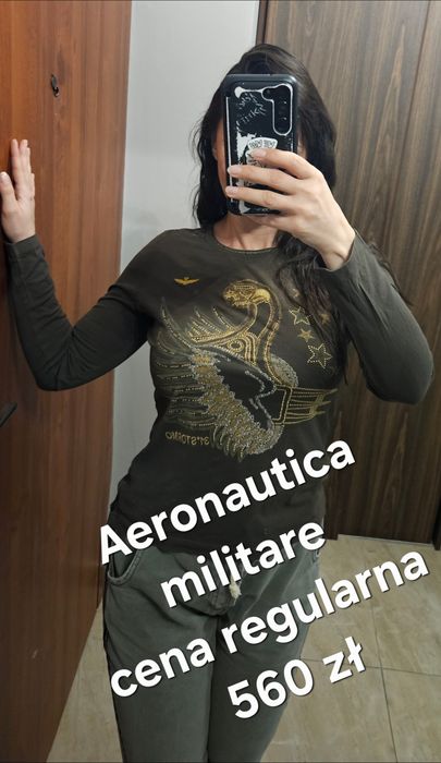 Khaki oliwkowa Bluzka longsleeve Aeronautica militare