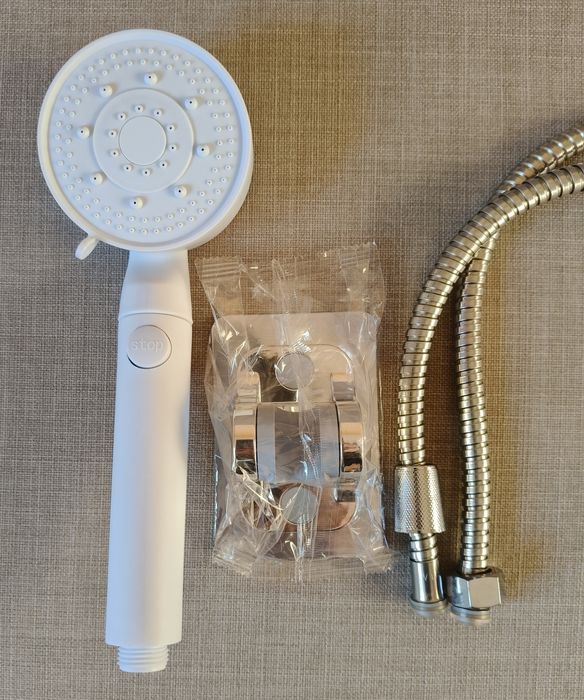 słuchawka prysznicowa + wąż + uchwyt - biała