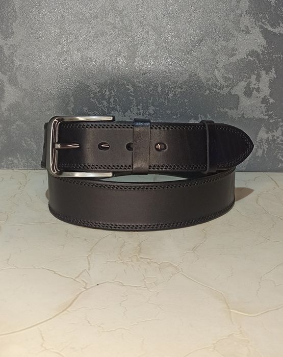 Ремень мужской кожаный джинсовый ремінь чоловічий шкіряний широкий