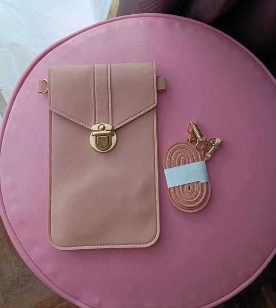 Bolsa para telemóvel rosa nude