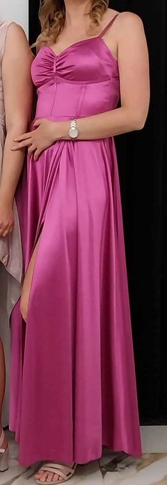 Sukienka wesele satyna fuksja