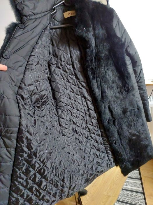Kurtka płaszczyk ze sztucznym futerkiem, M/L
