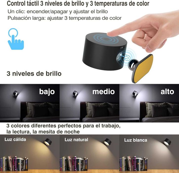 Candeeiro de parede LED rotativo 360º