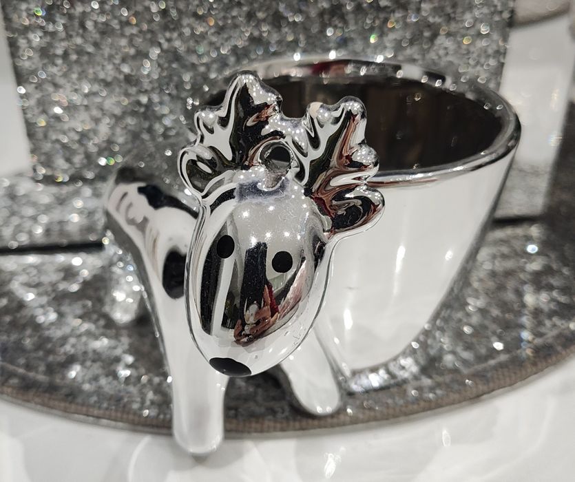 Mała doniczka srebrna renifer