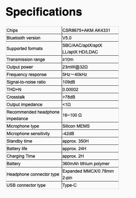 Fiio LC-BT2 cabo adaptador bluetooth para auriculares