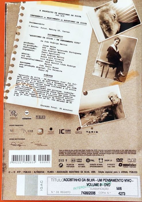 5 DVDs Agostinho da Silva