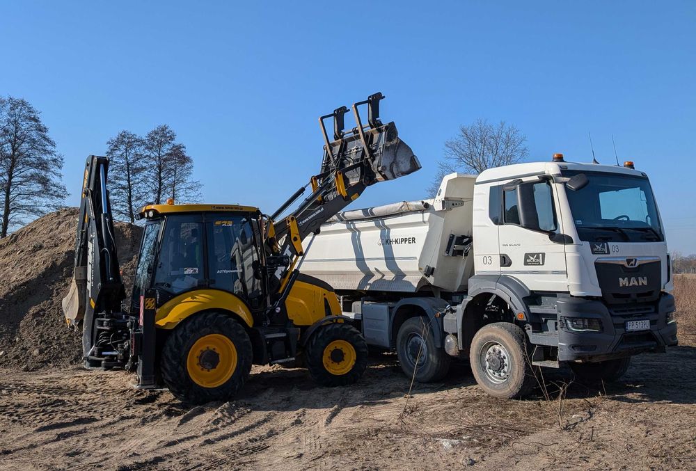 Usługi transportowe, roboty ziemne koparko ładowarką