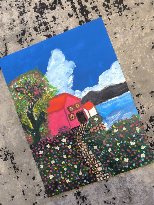 Tela pintada a mão em acrílico,30 cm por 40 cm de altura