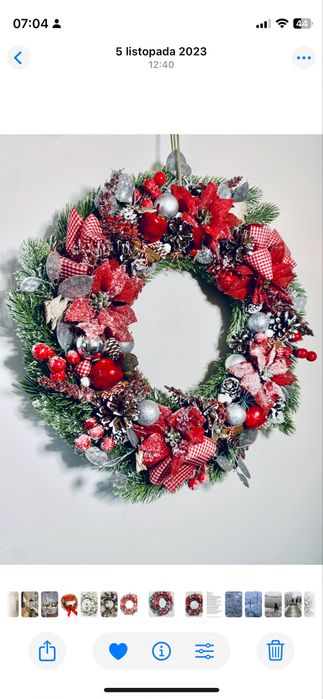 Wianek Boże Narodzenie czerwony Led