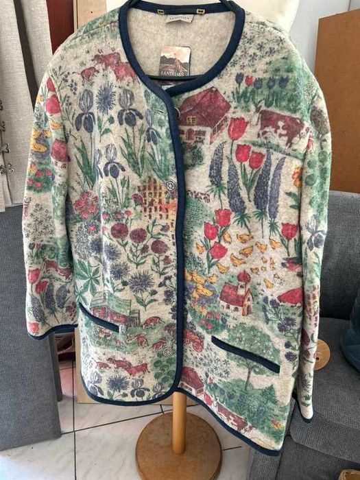 C&A Landhouse kaftan kurtka naturalna wełna 48 50 boho folk nowa