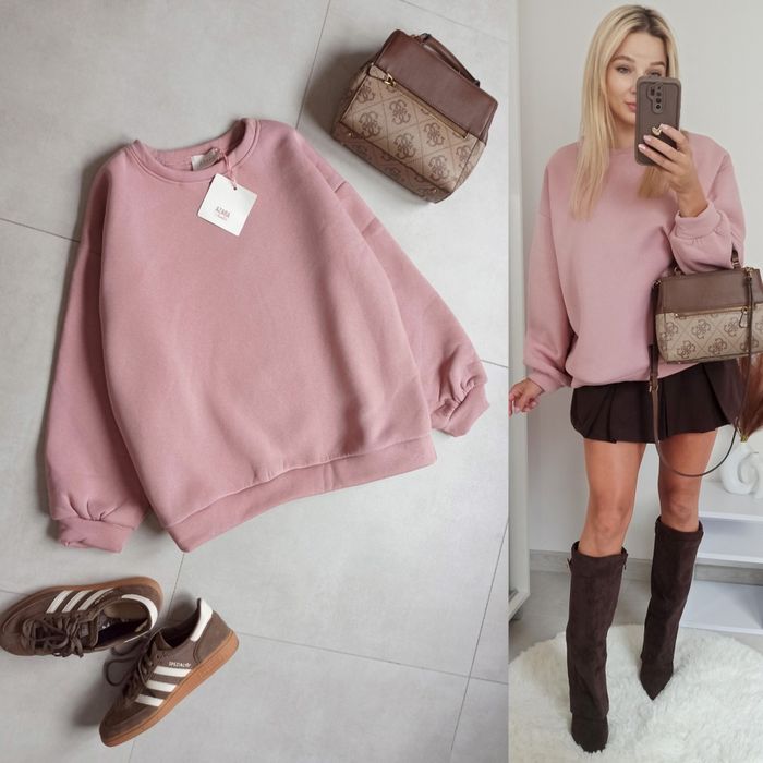 Azara bluza różowa ocieplana uni luźna